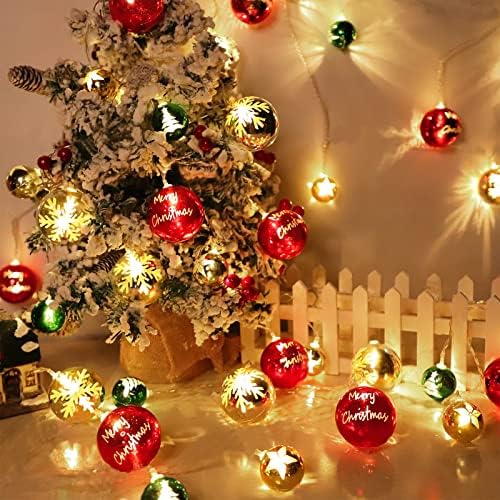 [טיימר ו -8 מצבים] אורות עץ חג המולד חלול אורות חוט כדורי חג המולד גדולים